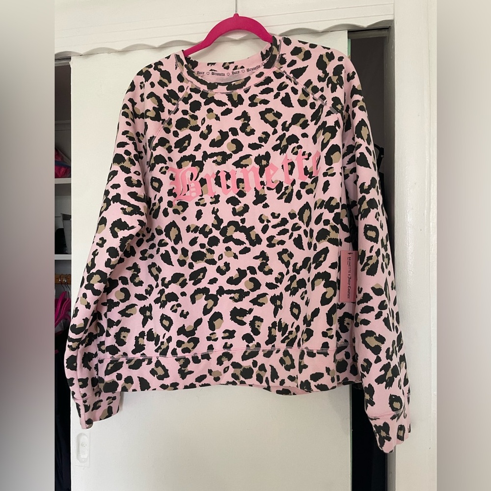 Brunette The Label Pink Leopard Print Sweatshirt